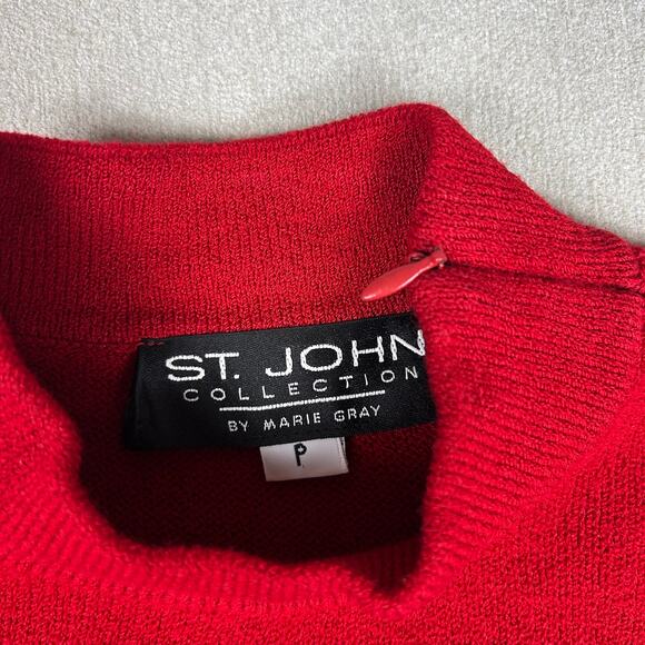 St. John Collection by Marie Gray Knit Embroidered Sweater Red Sz P - Picture 4 of 5